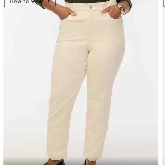 J Crew Factory Tall Corduroy Essential Straight leg pant Ecru size 35T NWT BT007 - Picture 1 of 9